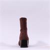 Miss Elastic Fax Block Heel Ankle Boot - Brown Stretch